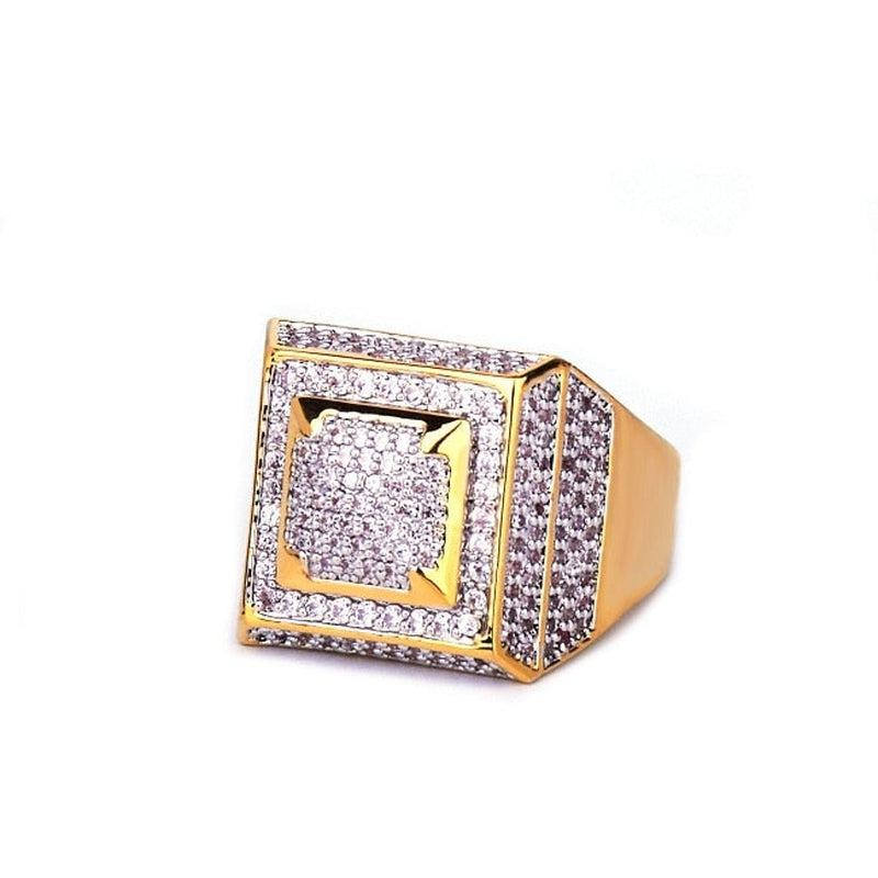 Bubble Letter Gold Plated Men's Ring | Real Copper Material | Hip Hop Fashion Jewelry | Sizes 7-12